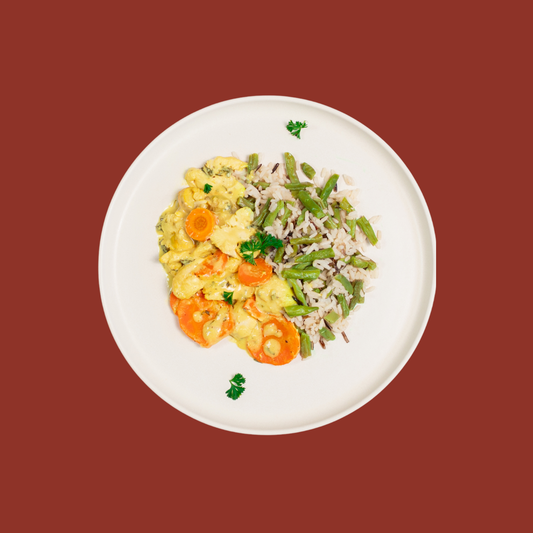 Poulet sauce Café de Paris, riz sauvage et haricots - Famille 4 pers.