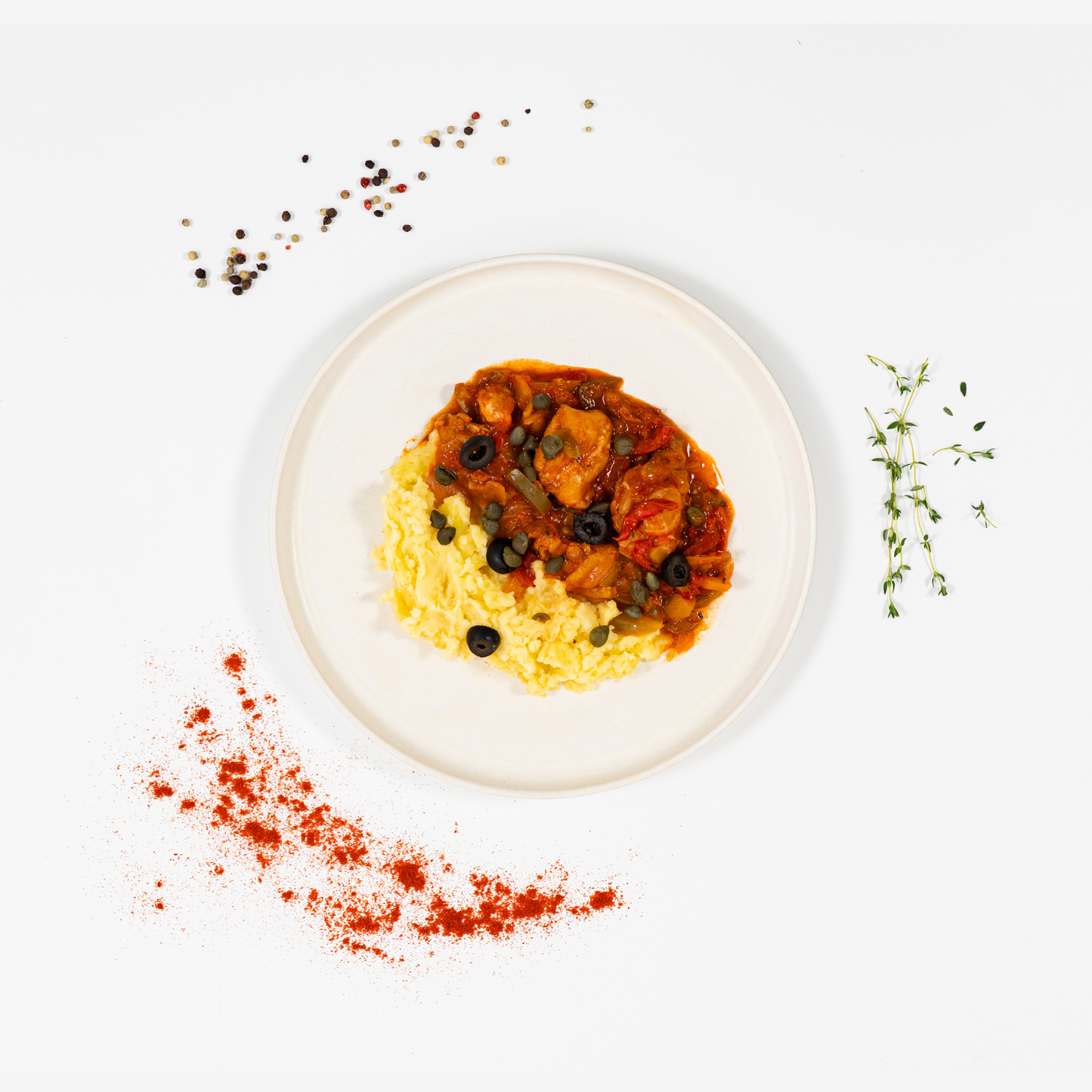 Poulet en cocotte, légumes du soleil et écrasé de pommes de terre - Famille 4 pers.
