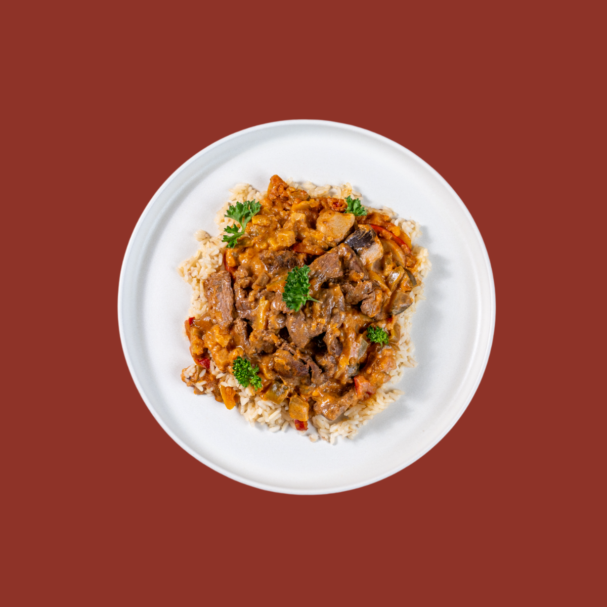 Boeuf Stroganoff & riz pilaf aux carottes  - Famille 4 pers.