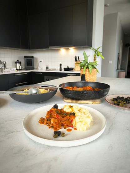 Poulet en cocotte, légumes du soleil et purée maison- Famille 4 pers.